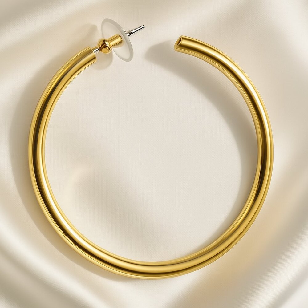 Chic Gold Open Hoop Earrings – Minimalist Lightweight Everyday Fashion Jewelry - Picture 1 of 9